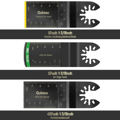 50PCS Universal Oscillating Tool Oscillating Saw Blades, Include 5PCS Titanium Oscillating Multitool Blades for Metal and Hard Material, Quick Release Multi Tool Blades Fits Most Models The Market - PuriLite