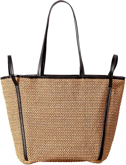 NIBD Large Woven Shoulder Bags for Women Summer Vacation Beach Bag Travel Straw Totes Bag Raffia Handbag - PuriLite