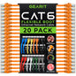 GearIT 20-Pack Cat6 Patch Cable 0.5 Foot / 6 Inches Cat 6 Ethernet Cable Snagless Flexible Soft Tab - Preimum Series - Orange - PuriLite