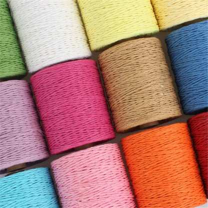 2 Pack of Natural Cotton Line Rayon Raffia Yarn Cotton Raffia Rope for Summer Sun Straw Hat Beach Bag DIY Hand Knitting Handbag 560-600 Meters/612-656 Yards - PuriLite