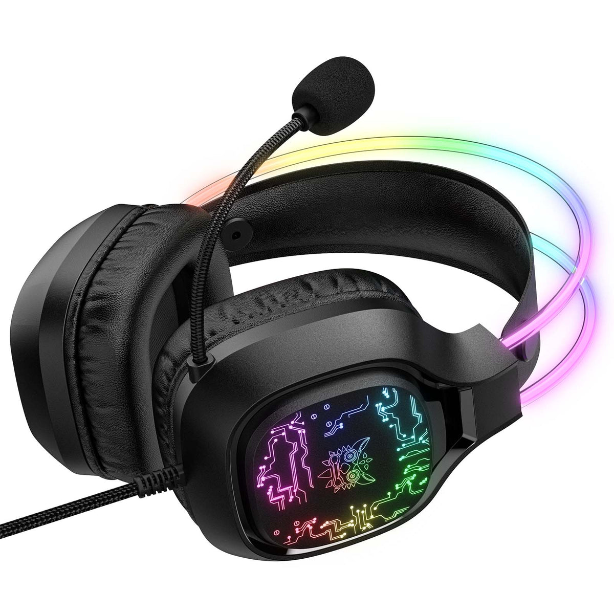 Onikuma X22-BK - RGB Gaming Headset with Microphone, 3.5mm/USB for PC/PS4/Xbox - PuriLite