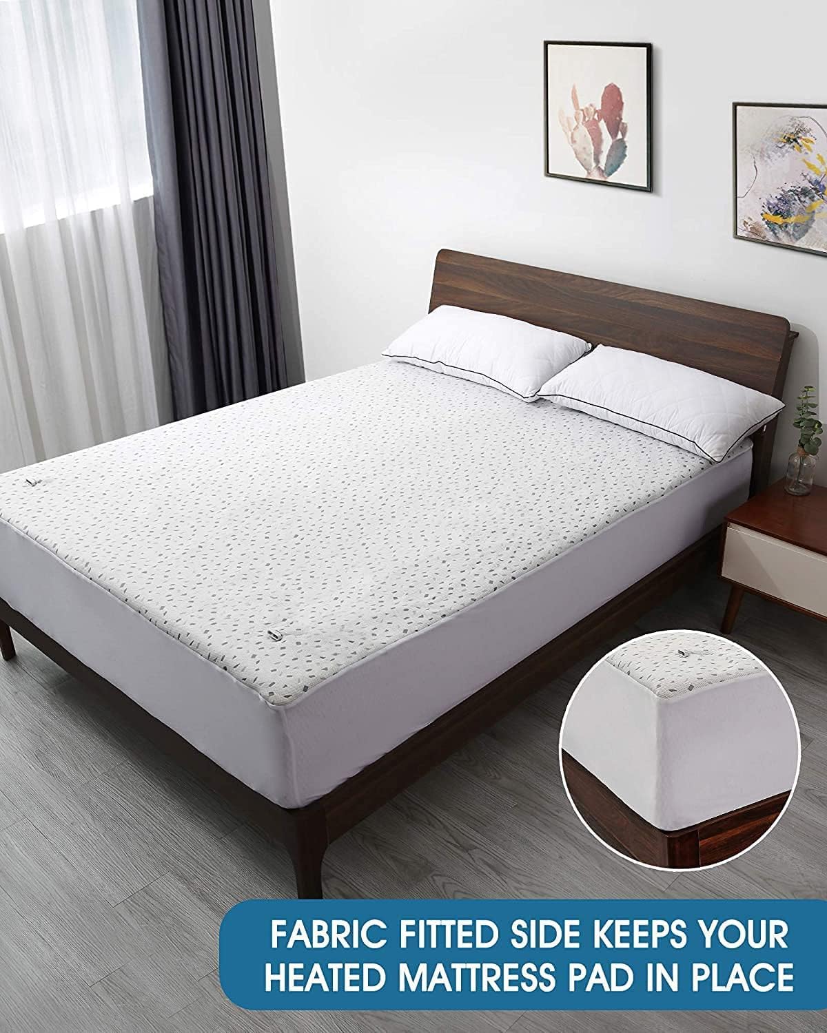 CURECURE Electric Heated Mattress Pad - Queen Size Underblanket with Dual Controllers, 4 Heating Levels, 10H Auto Off, 15" Deep Pocket, Machine Washable - PuriLite