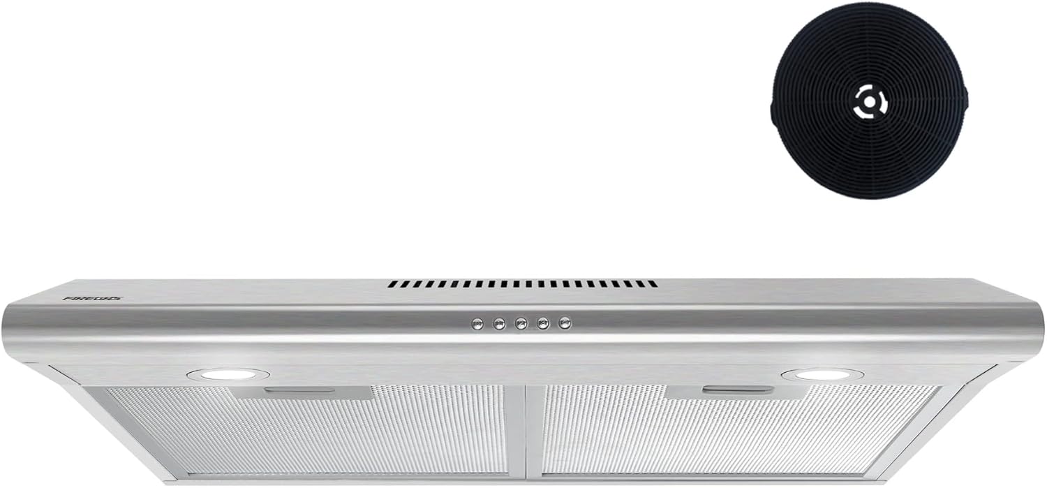 FIREGAS Range Hood 30 inch under cabinet with 3 Speed Hood Fan, LED Lights, Reusable Filters, Convertible Slim Kitchen Over Stove Vent Includes Charcoal Filter For Ducted/Ductless - PuriLite