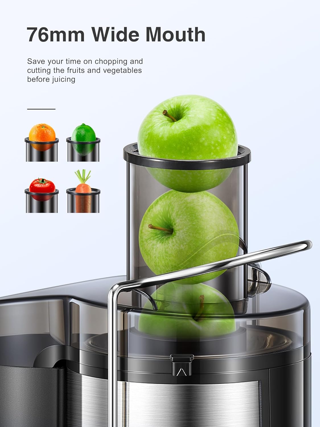 Reemix Juicer Machine, Big Mouth Large 3” Feed Chute for Whole Fruits and Vegetables, Easy to Clean, Centrifugal Extractor, BPA Free, 500W Motor (Black, 500, Watts) - PuriLite