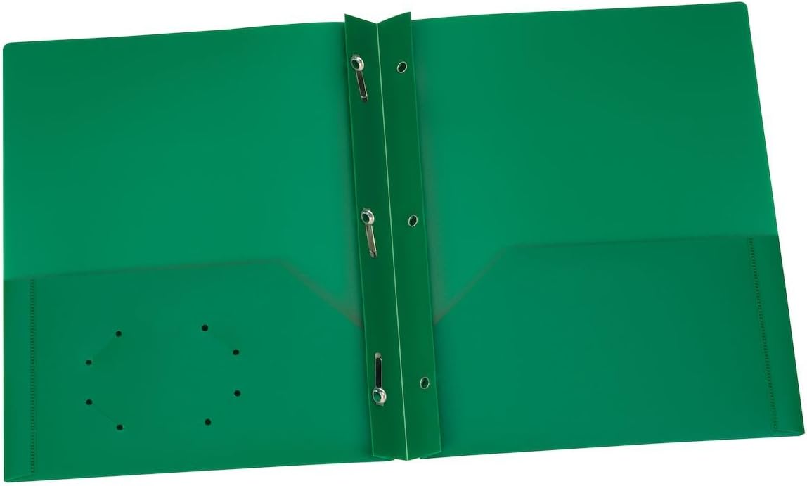 Oxford Duotangs with Two Pockets, Plastic, Letter Size, Green, 25 per Box, Durable File Folders for School and Office Use - PuriLite