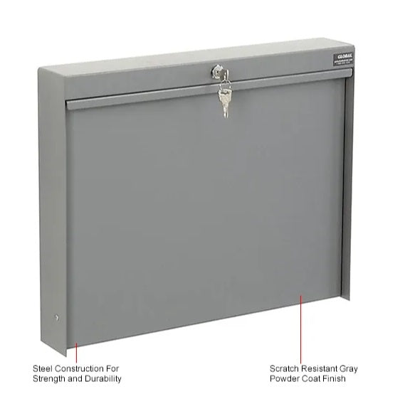 Global Industrial™ Wall Mounted Fold Down Shop Desk, 20"W x 3-3/8"D, Gray - PuriLite