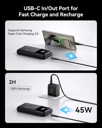 INIU Power Bank, 65W 20000mAh Fast Charging Laptop Portable Charger, USB C in&Out Tablet Powerbank, Battery Phone Charger for iPhone 16 15 iPad MacBook Airpods Samsung Steam Deck etc - PuriLite