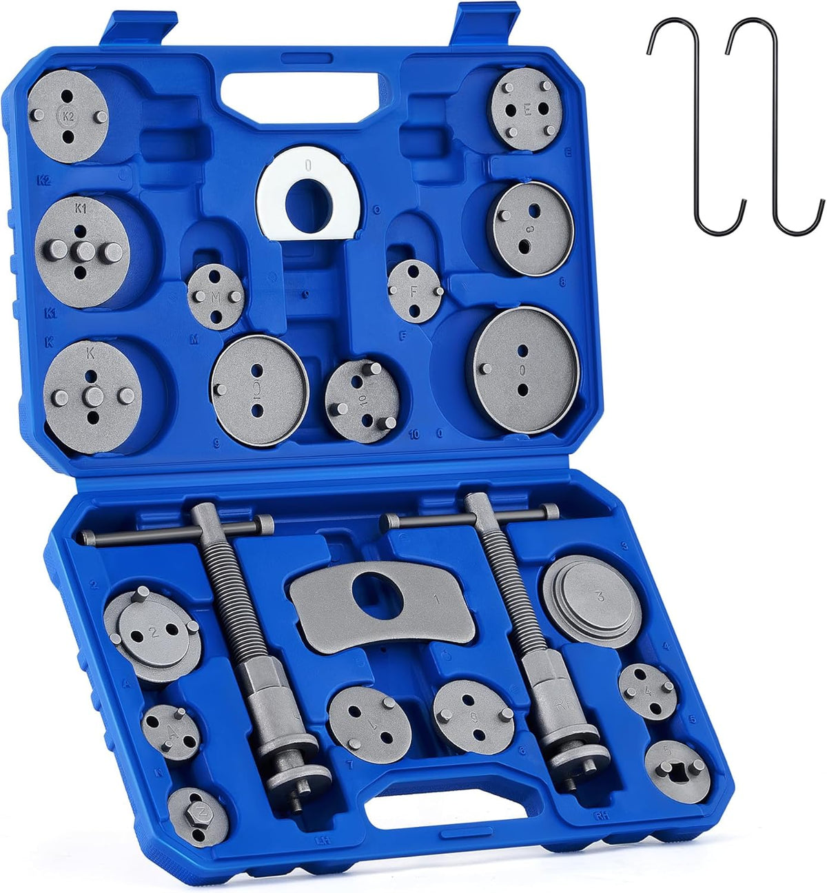 24pcs Heavy Duty Disc Brake Piston Caliper Compressor Rewind Tool Set and Wind Back Tool Kit for Brake Pad Replacement Reset, Fits Most American, European, Japanese Autos - PuriLite