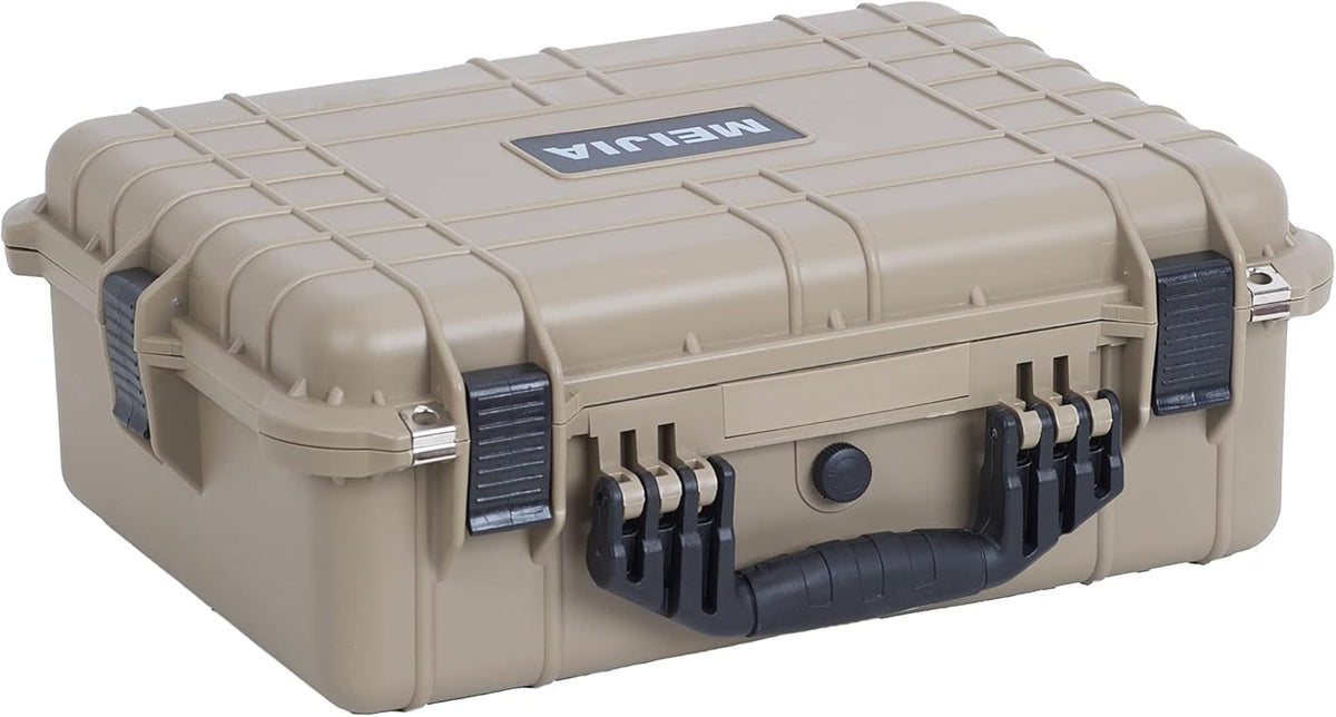 MEIJIA Portable Large Protective Hard Camera Case,Foam Inserted, Elegant Black, for use of Drones,Camera,equipments 19.78"X15.77"X7.41",Desert Tan - PuriLite
