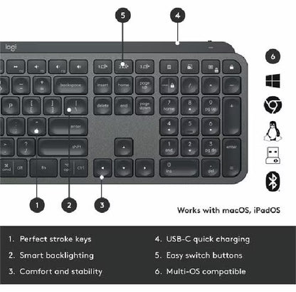 Logitech MX Keys + MX Master Mouse Combo Gen 2 – Wireless, Bluetooth, USB – High Precision 8000 DPI – Darkfield – Mac/Windows - PuriLite