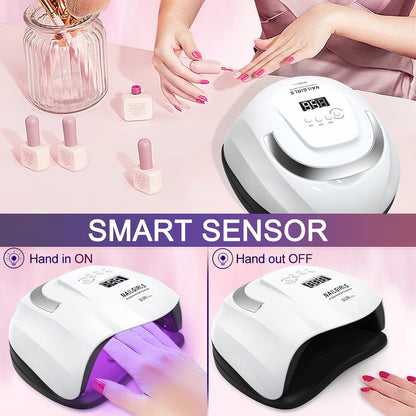 UV LED Nail Lamp, NAILGIRLS 168W Fast UV Light for Nails Gel Polish, Professional Curing with 4 Timer Setting Auto Sensor, LED Gel Nail Dryer for Fingernail and Toenail Home Salon Use, Nail Art Tools - PuriLite