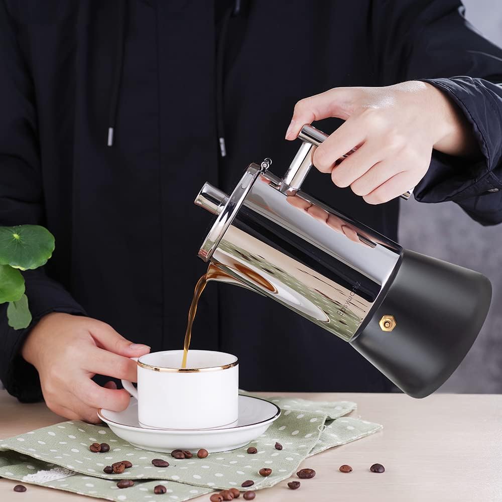 Easyworkz Diego Stovetop Espresso Maker 12Cup 520ml Stainless Steel Italian Coffee Machine Maker Induction Moka Pot - PuriLite