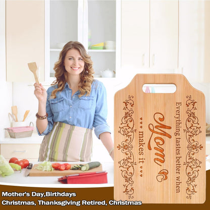 Grandma Gifts, Mothers Day Christmas, Birthday Gifts for Grandma from Grandkids - Engraved Bamboo Cutting Board 31 * 22 * 1cm, Stocking Stuffers for Women - PuriLite