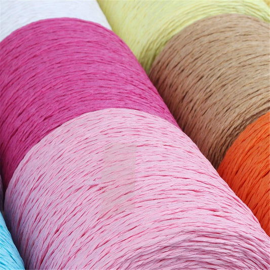 2 Pack of Natural Cotton Line Rayon Raffia Yarn Cotton Raffia Rope for Summer Sun Straw Hat Beach Bag DIY Hand Knitting Handbag 560-600 Meters/612-656 Yards - PuriLite