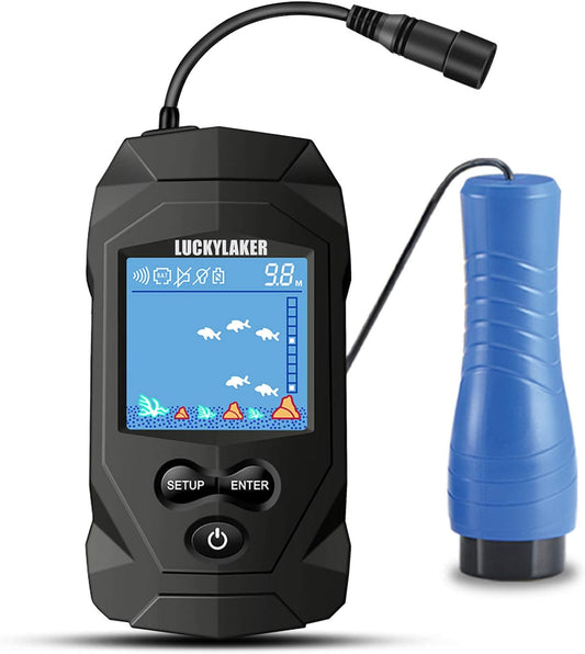 LUCKYLAKER Depth Ice Fish Finder Display Boat Ice Fishing Finder Sonar Portable Wired Fish Finders Transducer LCD Monitor - PuriLite