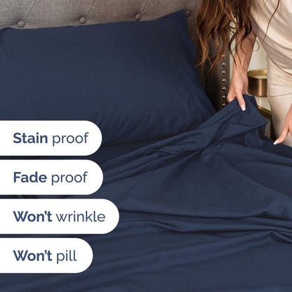 Extra Deep Queen Sheet Set - 6 Piece Breathable & Cooling Sheets - Hotel Luxury Bed Sheets Set - Easy & Secure Fit - Soft, Wrinkle Free & Comfy Sheets Set - White Sheet Set w/Extra Deep Pockets - PuriLite