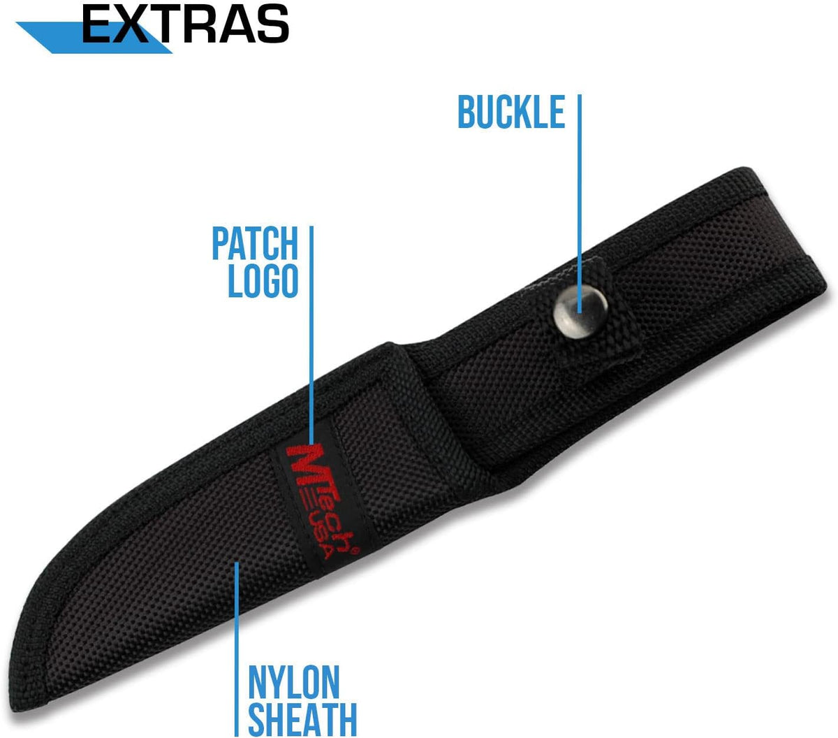 MTech USA MT-20-35 Series Fixed Blade Knife, Black Drop Point Blade, Plastic Handle, 8-Inch Overall - PuriLite
