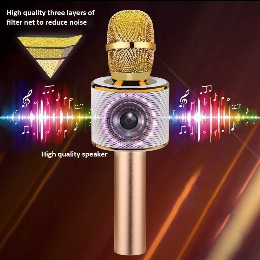 BONAOK Wireless Bluetooth Karaoke Microphone,3-in-1 Portable Instrument Wireless Microphone Mic Speaker Machine Home Party Birthday for All Smartphones（Black） - PuriLite