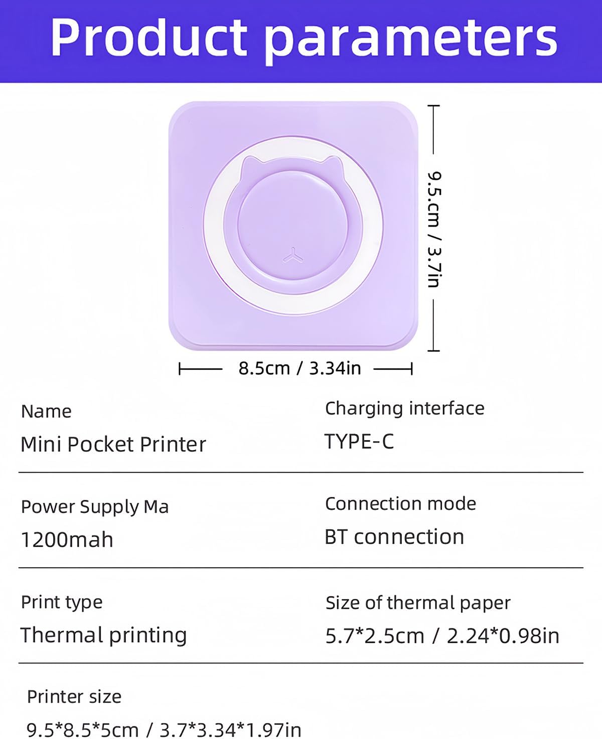 Label Maker - Mini Portable Sticker Printer with 13 Rolls Self-Adhesive Thermal Papers, Labeller Machine for Home Office Study Business Texts Journal, Blue - PuriLite