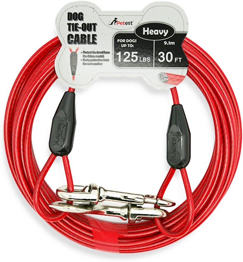 Petest 25ft Reflective Tie-Out Cable for Small Dogs Up to 35 Pounds - PuriLite
