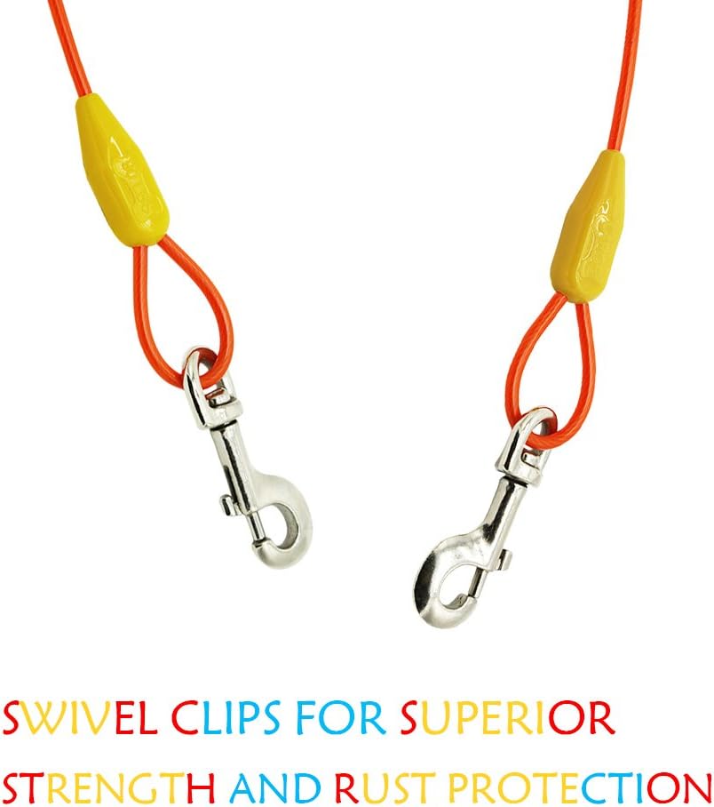 Petest 25ft Reflective Tie-Out Cable for Small Dogs Up to 35 Pounds - PuriLite