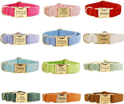 Custom Dog Collar with Metal Buckle - Pet Collars Personalized with Name and Phone Number (Plaid) - PuriLite
