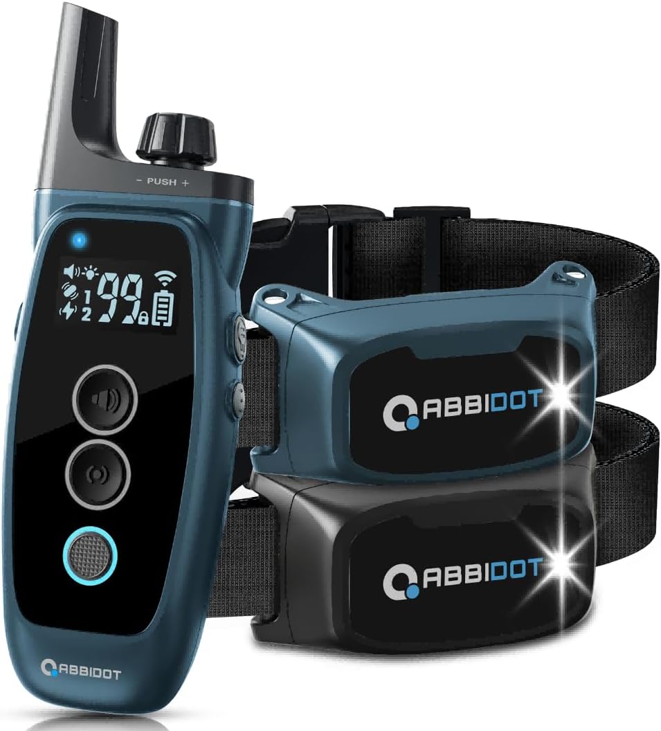 ABBIDOT Shock Collar 2 Dogs - 3300ft Dog Training Collar with Remote, 151 Levels Electric Collar, Safety Lock, Waterproof Rechargeable E Collar for Small Medium Large Dogs (Deep Black, 2 Collars) - PuriLite