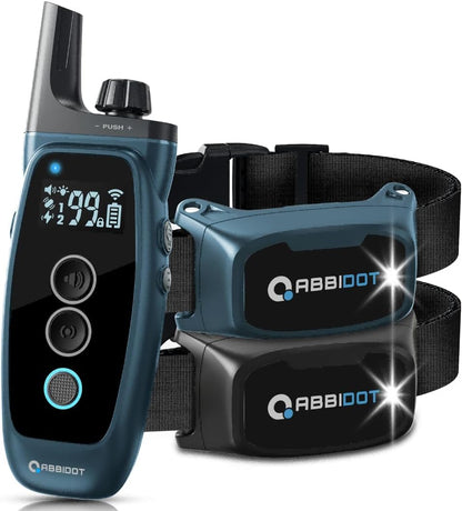 ABBIDOT Shock Collar 2 Dogs - 3300ft Dog Training Collar with Remote, 151 Levels Electric Collar, Safety Lock, Waterproof Rechargeable E Collar for Small Medium Large Dogs (Deep Black, 2 Collars) - PuriLite