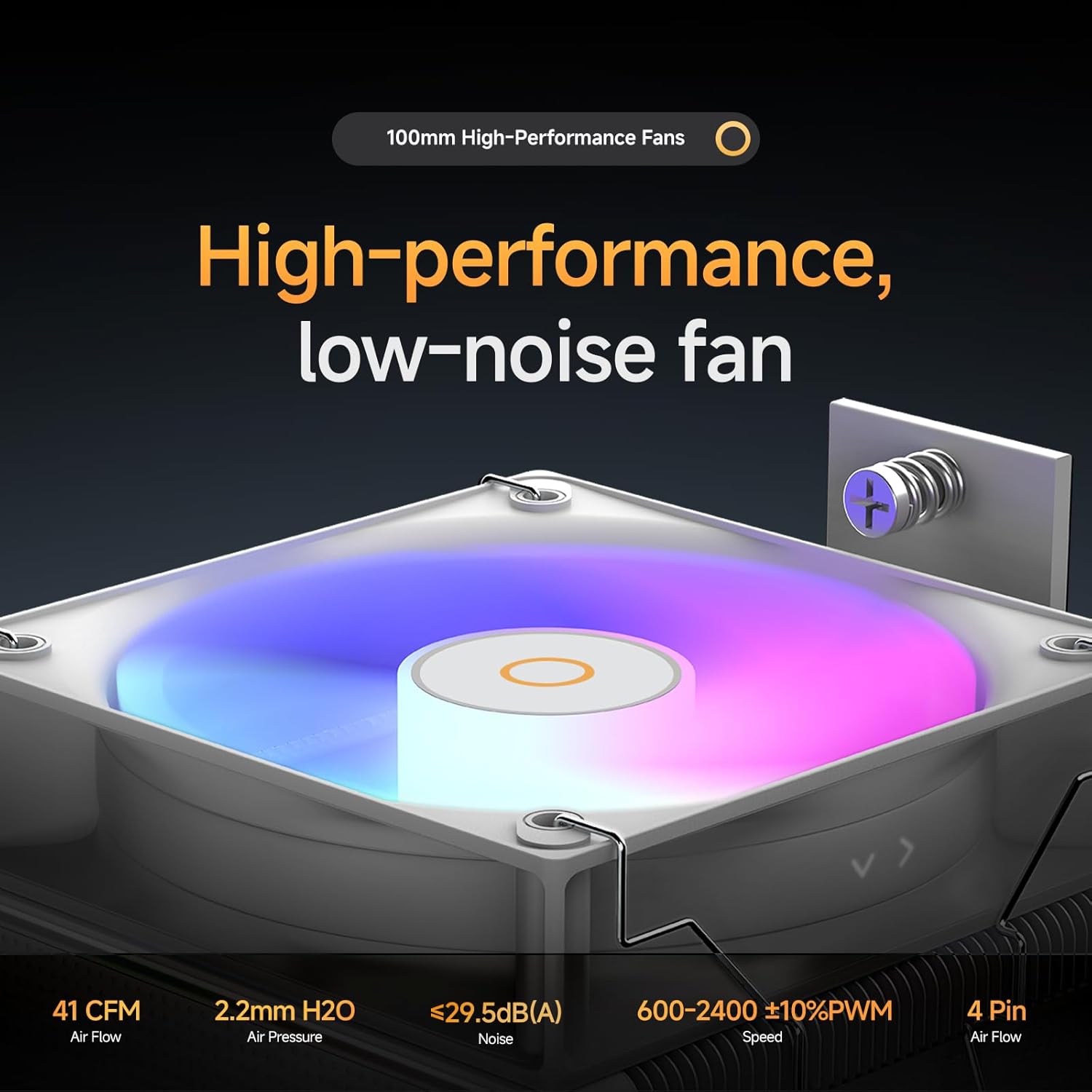 Gamma A40 ARGB BK CPU Cooler,100mm PWM Fan,133mm Height Single Tower Computer Compact CPU Air Cooler,4 Copper Direct Contact Heat Pipes,for Intel LGA 115X/1200/1700/1851 &AMD AM4/AM5 - PuriLite