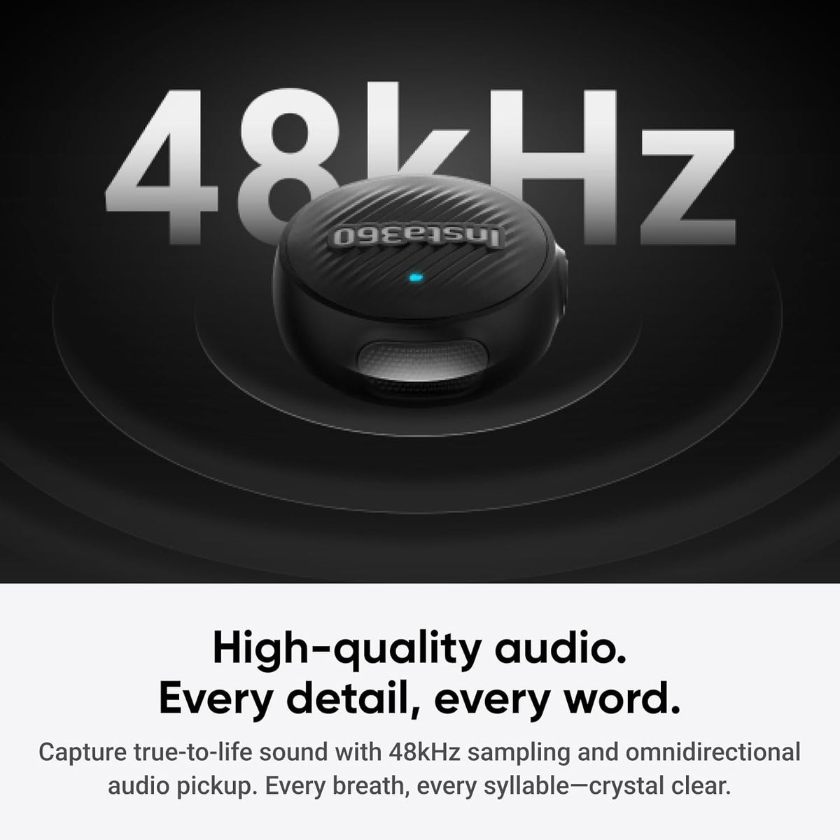 Insta360 Mic Air Transmitter, 7.9g Ultralight, Wireless Microphone for Insta360 X5/Ace Pro 2, Noise Cancelling, Vlog, Streaming - PuriLite