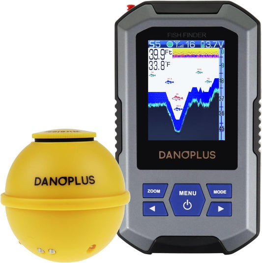 Wireless Fish Finder Portable Fishfinder Sonar Sensor 147feet Depth Detection Rechargeable Depth Finders Kayak Fishing Accessories for Sea Fishing, Ice Fishing, Boat Fishing - PuriLite