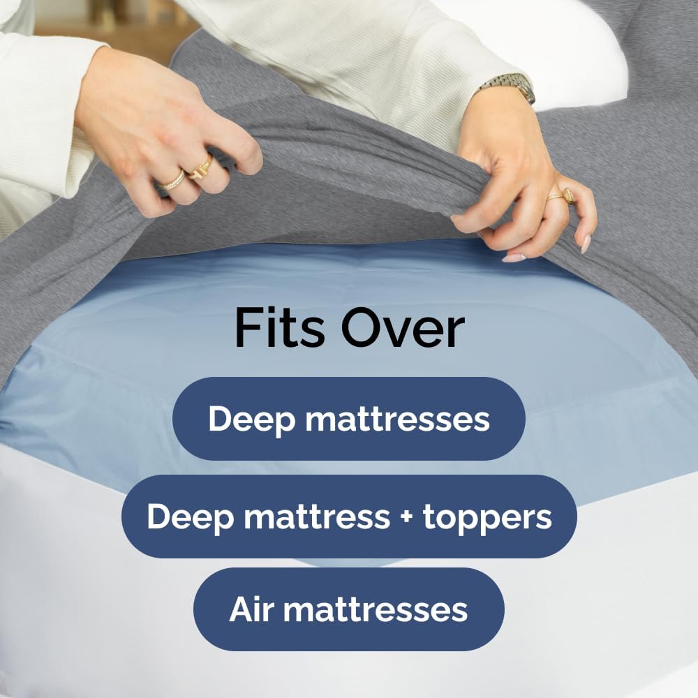 Extra Deep Queen Sheet Set - 6 Piece Breathable & Cooling Sheets - Hotel Luxury Bed Sheets Set - Easy & Secure Fit - Soft, Wrinkle Free & Comfy Sheets Set - White Sheet Set w/Extra Deep Pockets - PuriLite