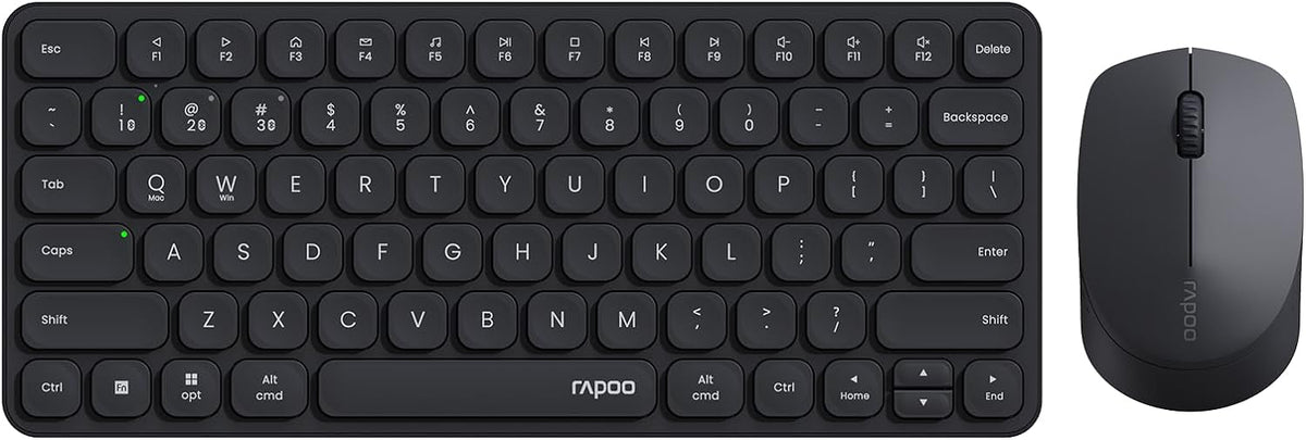 RAPOO Keyboard and Mouse Wireless - 9010M Multi-Device Wireless Keyboard Mouse Combo, 2.4GHz/Bluetooth 5.0/4.0 Wireless Keyboard Mouse Set for Windows/Mac/Linux/Chrome, Support 4 Devices, Silent Click - PuriLite