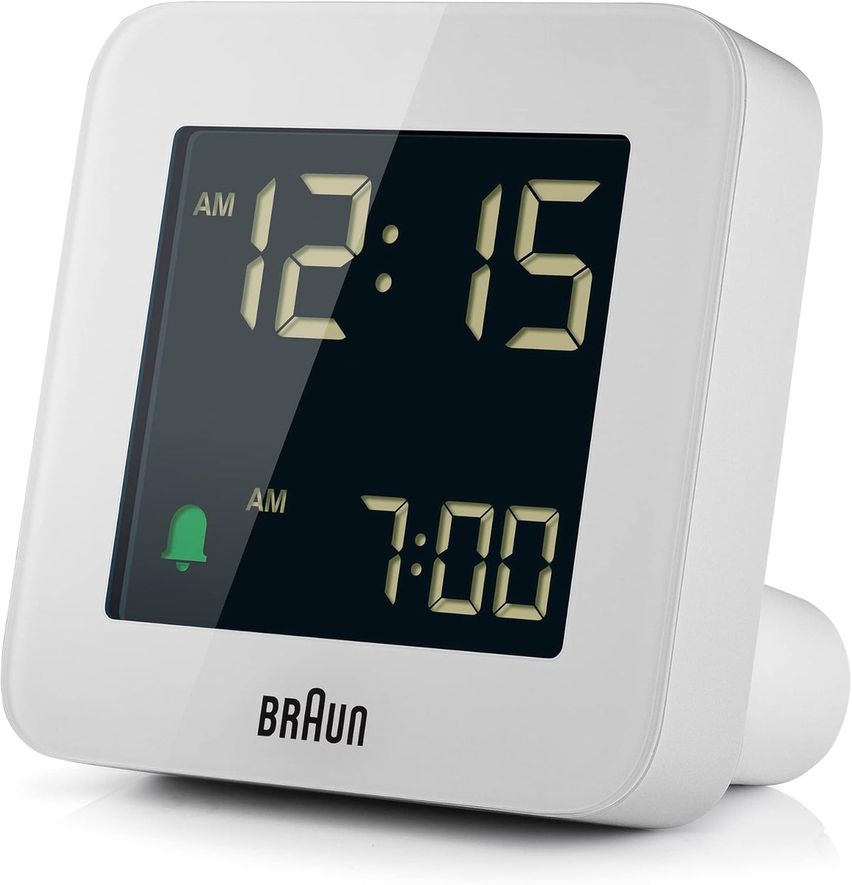 Braun Digital Alarm Clock with Snooze, Negative LCD Display, Quick Set, Crescendo Beep Alarm in White, Model BC09W. - PuriLite
