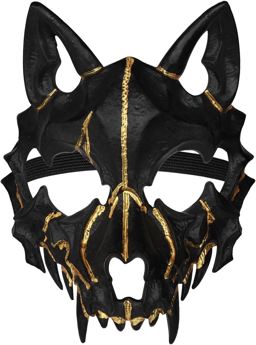 Joukavor Wolf Skull Mask Animal Skeleton Mask Japanese Mask Werewolf Mask (A-Black) - PuriLite