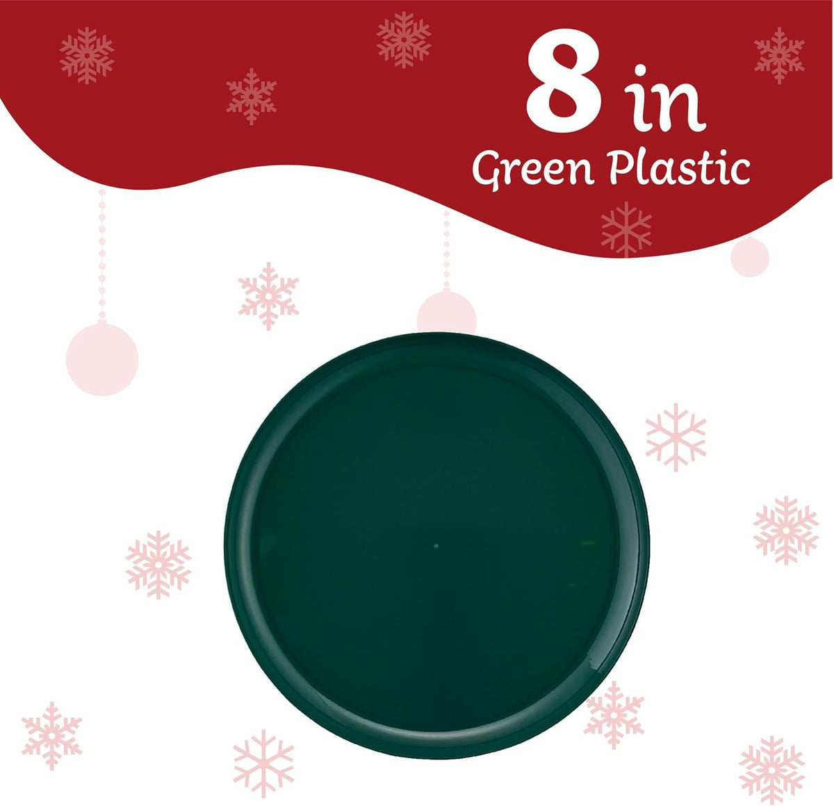 PLASTICPRO [30 Pack 10.7'' Christmass Green Plastic Party Plates Edge Collection Premium heavyweight Elegant Disposable Tableware Dishes - PuriLite