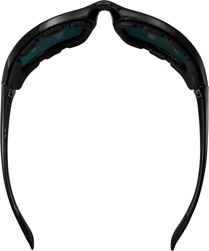 Birdz Eyewear Oriole Padded Motorcycle Riding Sunglasses Gloss Black Frames Red G-Tech Reflective Lenses - PuriLite