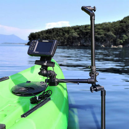 Strg Transducer Bracket with Fish Finder Mount for Kayak/Boat, Livescope Fish Finder Transducer Mount for Garmin/Lowrance, Compatible with RAM Mounts C Size/1.5'' Double Socket Arm (Foldable) - PuriLite