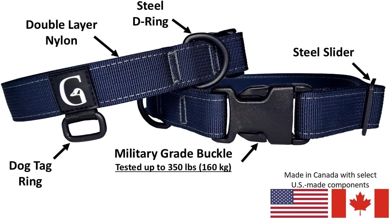 GOOSEMAN’S Gear - Dog Collar Medium and Large Breed - Made in Canada - Military Grade Buckle (Collier Pour Chien) (Ranger Green, X-Large) - PuriLite