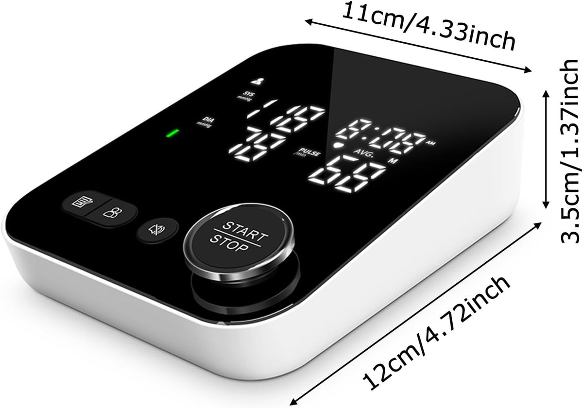 Blood Pressure Machine for Home Use, Adjustable 8.7"-16.5" Upper Arm Cuff Dual User Mode Voice Broadcast LED Backlit Display Monitor with Storage Bag - PuriLite