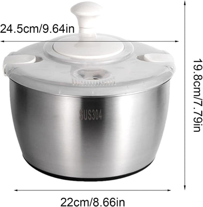 Stainless Steel Salad Spinner - Multi-Use Vegetable Washer, Fruit and Vegetables Salad Washer,Manual Vegetable Dryer for Home Kitchen - PuriLite