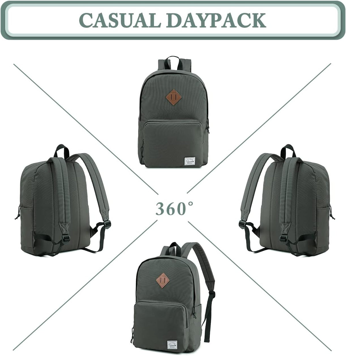 VASCHY Lightweight School Backpack for Women with Sleeve for 14" Laptop - PuriLite