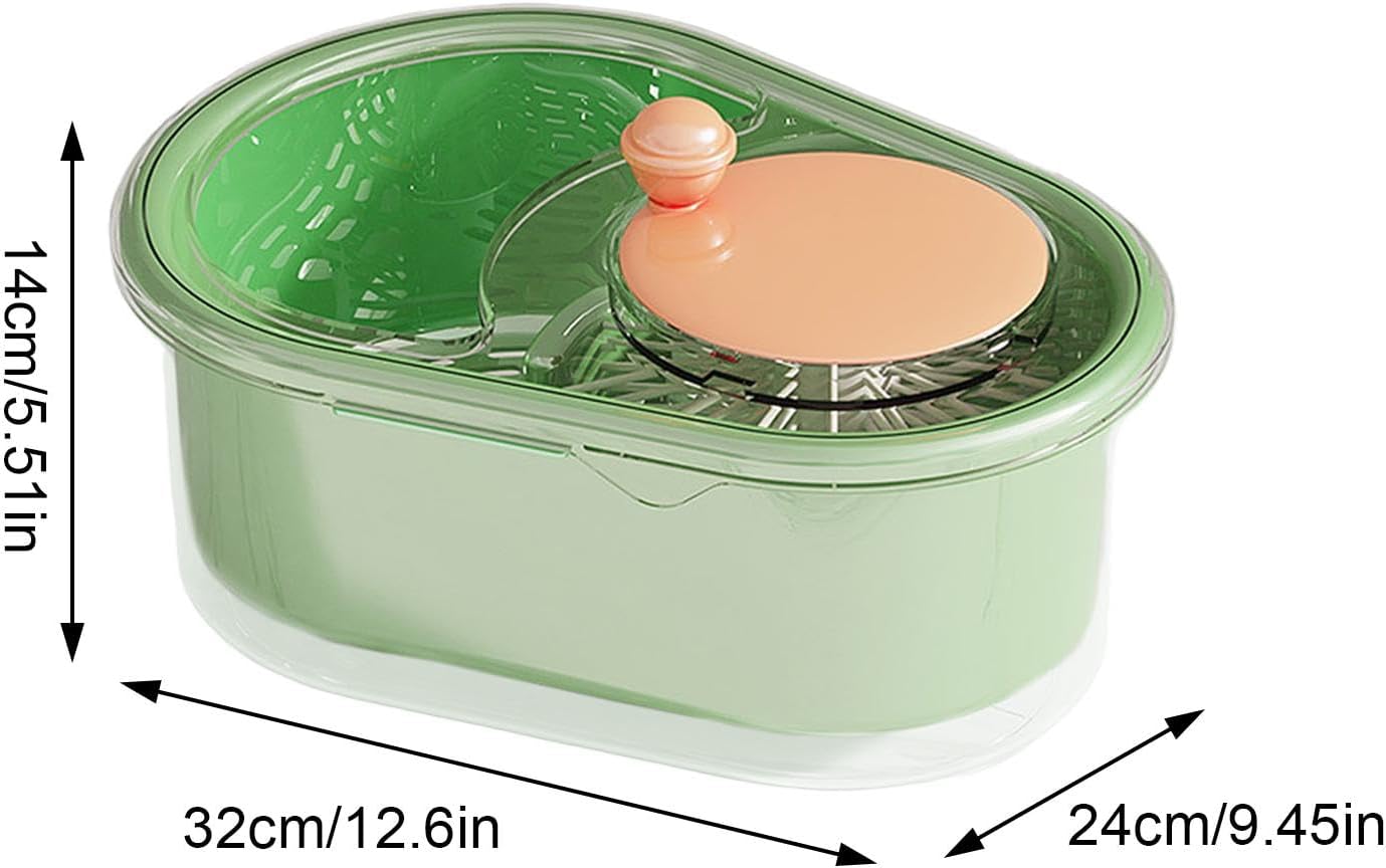 Fruit Spinner - Rotating Portable Veggie Spinner | Salad Cleaner, Kitchen Strainer Drainer Basket, Food Wash Bowl, Manual Lettuce Washer - PuriLite