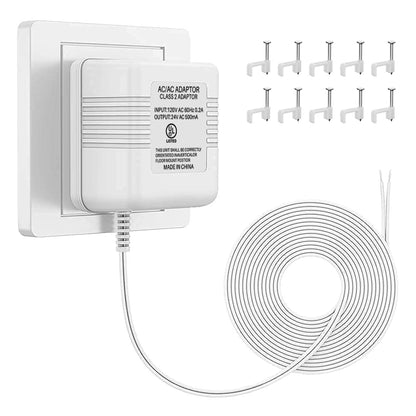 Xwartre Doorbell Transformer 24V Power Supply Compatible with Nest, Arlo, Ring, Amcrest, Logitech and Other Doorbells, Thermostats C Wire (7.9m Power Cable) - PuriLite
