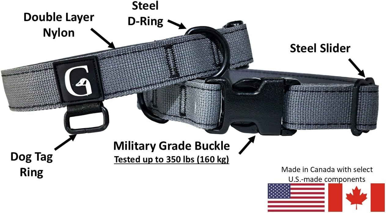 GOOSEMAN’S Gear - Dog Collar Medium and Large Breed - Made in Canada - Military Grade Buckle (Collier Pour Chien) (Ranger Green, X-Large) - PuriLite