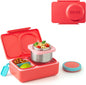 OmieBox UP bento box for kids | Insulated lunch box | Insulated food jar | Cooler ice pack | 2 Compartments (Cherry Pink) - PuriLite