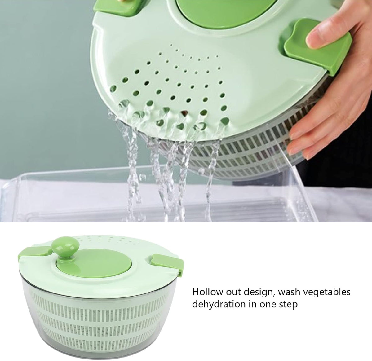 Salad Spinner Lettuce Washer with Drain Bowl Colander Handle, Veggie Dryer Fruit Washer Drainer for Cleaning Drying Greens Vegetables Fruits(Blue) - PuriLite