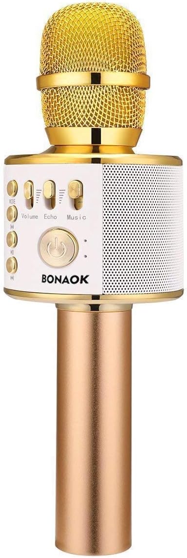 BONAOK Wireless Bluetooth Karaoke Microphone,3-in-1 Portable Instrument Wireless Microphone Mic Speaker Machine Home Party Birthday for All Smartphones（Black） - PuriLite