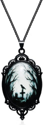 Gothic Necklace as Goth Accessories for Halloween Costume Jewelry for Women, Gothic Jewelry Witch Necklace as Black Choker Goth Gifts, Raven Vampire Pendant as Punk Grunge Accessories Halloween Gifts - PuriLite