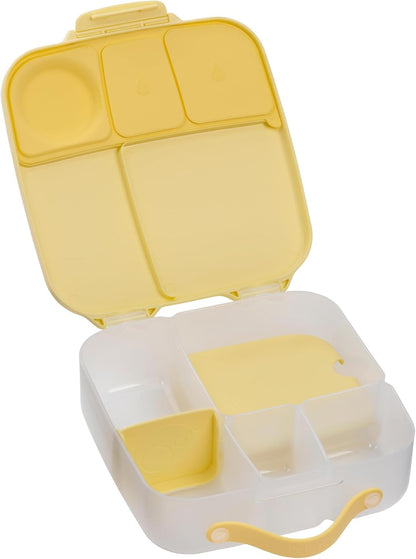 b.box 5-Compartment bento Style Lunch Box for Kids, Toddlers, Childrens, BPA-Free Food Storage Container with Cooler Pack, ON-The-GO Food Box with Handles Included Custom Divider, Lemon Twist - PuriLite